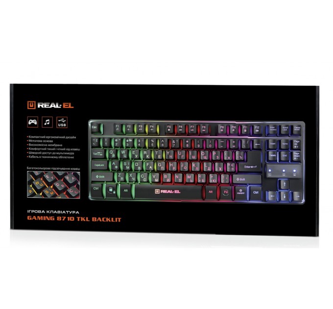 REAL-EL Клавіатура REAL-EL Gaming 8710 TKL Backlit Ukr Black