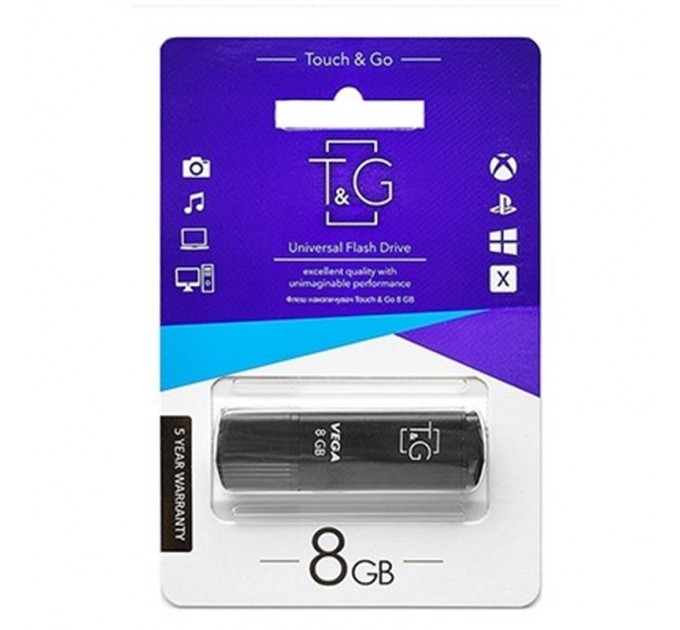 T&G Флеш-накопичувач USB 8GB T&G 121 Vega Series Black (TG121-8GBBK)