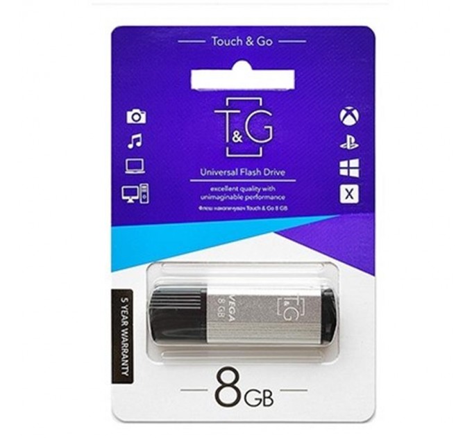 T&G Флеш-накопичувач USB 8GB T&G 121 Vega Series Silver (TG121-8GBSL)