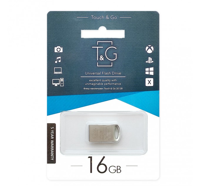 T&G Флеш-накопичувач USB 16GB T&G 105 Metal Series Silver (TG105-16G)
