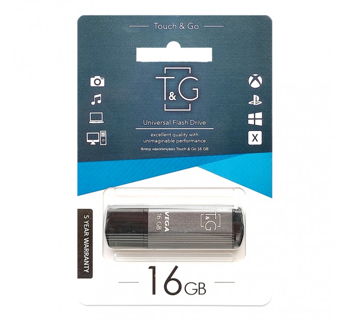 T&G Флеш-накопичувач USB 16GB T&G 121 Vega Series Grey (TG121-16GBGY)