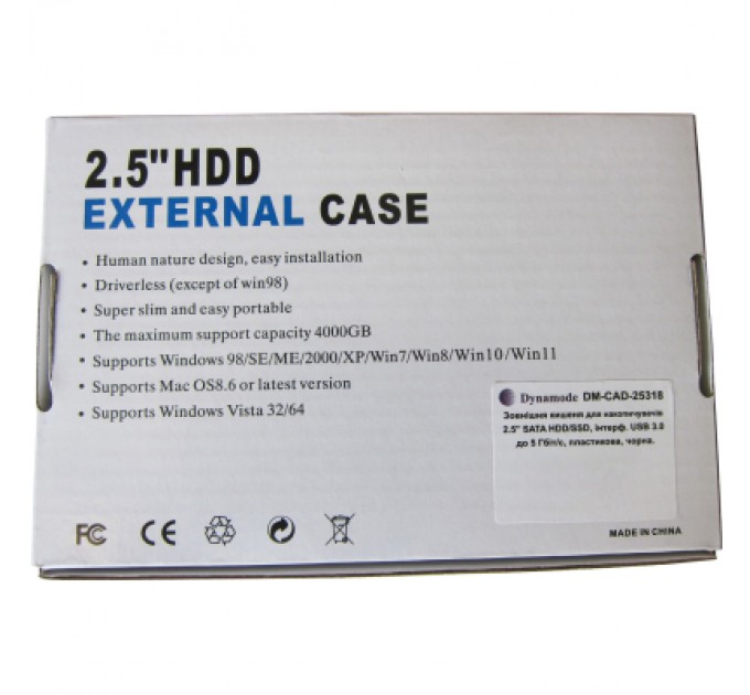 Dynamode Кишеня зовнішня Dynamode 2.5" SATA HDD/SSD USB 3.0 Black (DM-CAD-25318)