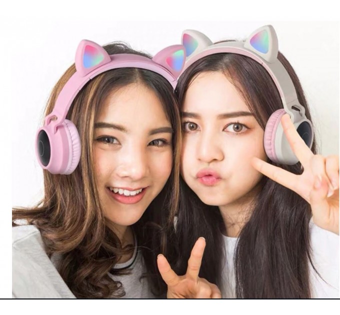 HOCO Bluetooth-гарнитура Hoco W27 Cat Ear Grey/Pink (W27GP)