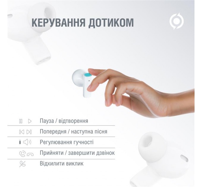 Piko Bluetooth-гарнитура Piko TWS-HalfMoon White (1283126583391)