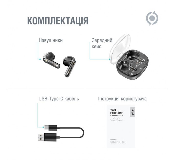 Piko Bluetooth-гарнитура Piko TWS-SimpleMe Black (1283126583438)