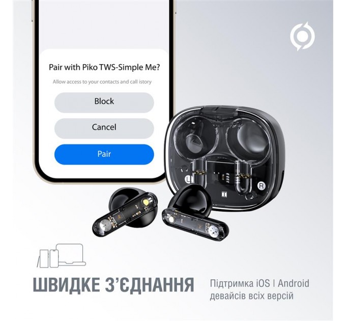 Piko Bluetooth-гарнитура Piko TWS-SimpleMe Black (1283126583438)
