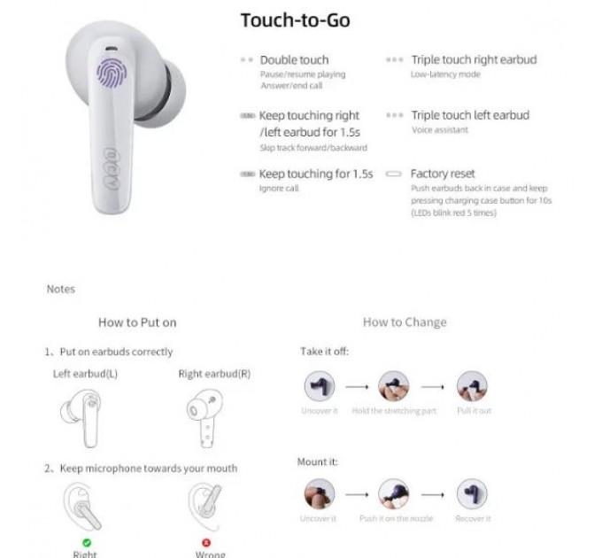 QCY_ Bluetooth-гарнитура QCY T13X White_