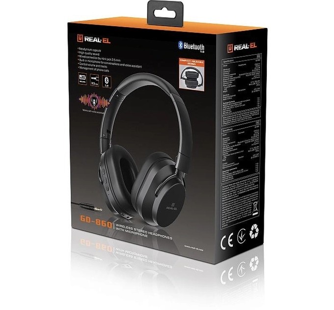 REAL-EL Bluetooth-гарнитура REAL-EL GD-860 Black