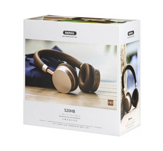 Remax Bluetooth-гарнитура Remax RB-520HB Gold (6954851284857)