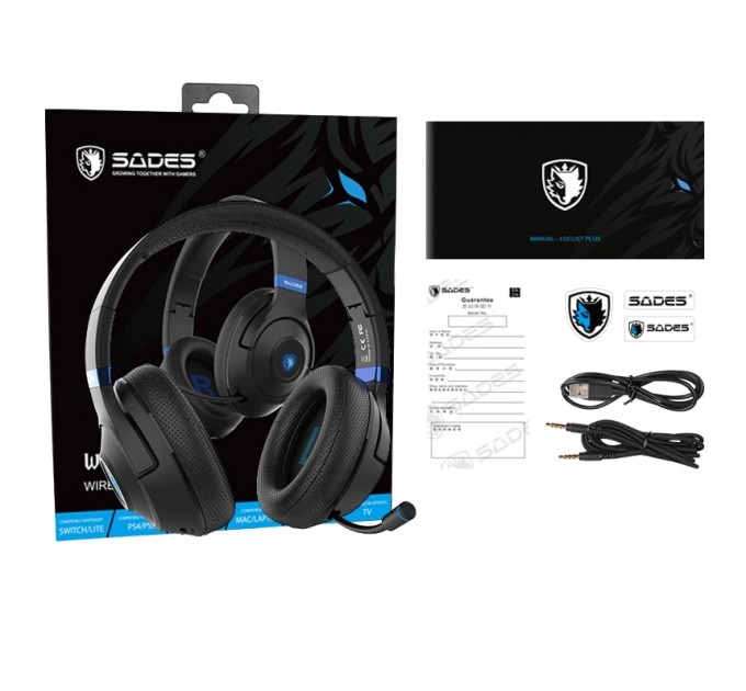 Sades Bluetooth-гарнитура Sades SA-205 Whisper Black/Blue (sa205bkb)