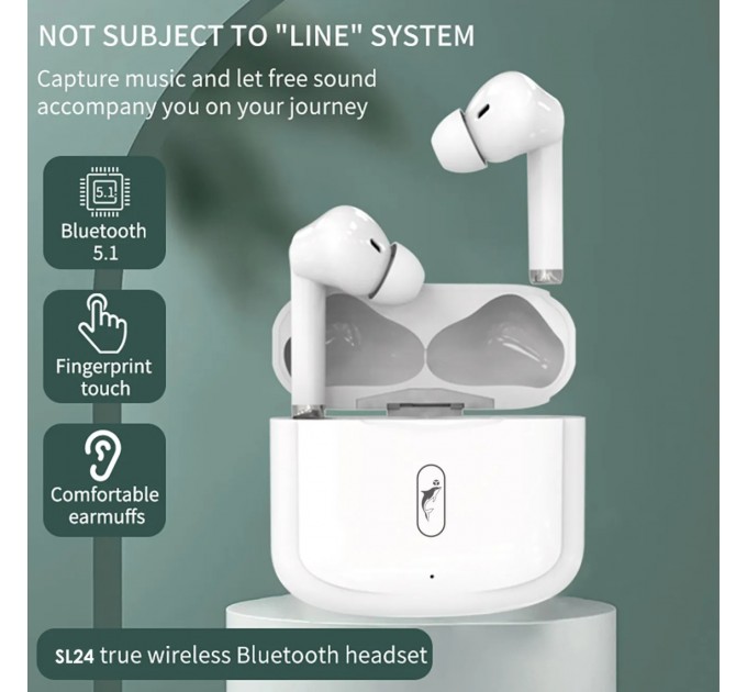 SkyDolphin Bluetooth-гарнитура SkyDolphin TWS SL24 White (BTE-000179)