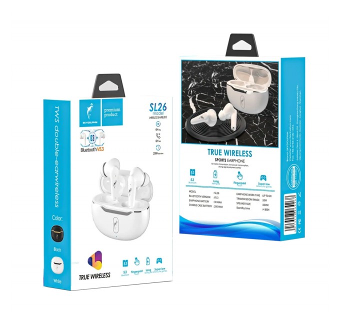 SkyDolphin Bluetooth-гарнитура SkyDolphin TWS SL26 White (SDBTE-000189)