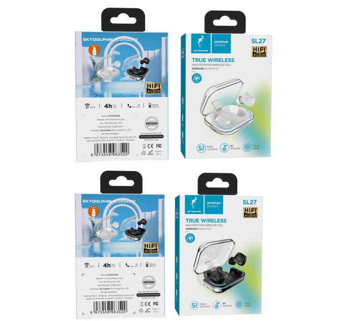 SkyDolphin Bluetooth-гарнітура SkyDolphin TWS SL27 Black (SDBTE-000192)