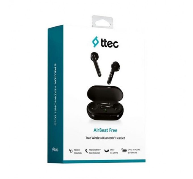 Ttec Bluetooth-гарнитура Ttec AirBeat Free True Wireless Headsets Black (2KM133S)