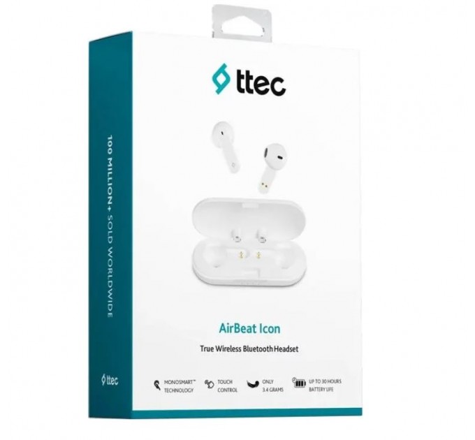 Ttec Bluetooth-гарнитура Ttec AirBeat Icon White (2KM143IB)