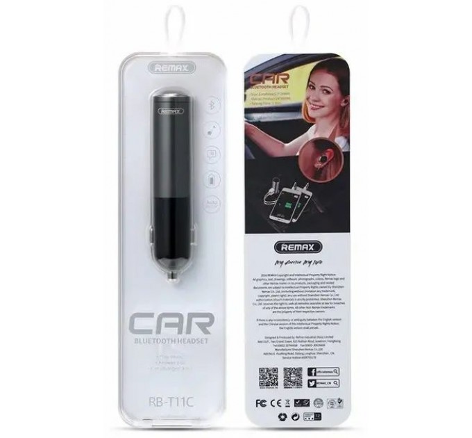 Remax Bluetooth-гарнитура-зарядка Remax RB-T11C Black (6954851263920)