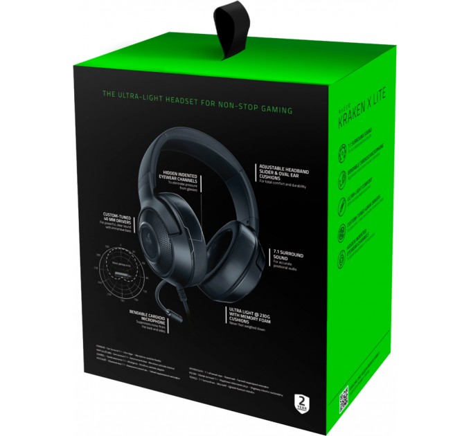 Razer Гарнітура Razer Kraken X Lite Black (RZ04-02950100-R381)