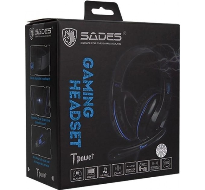 Sades Гарнитура Sades SA-701 Black/Blue (sa701blj)