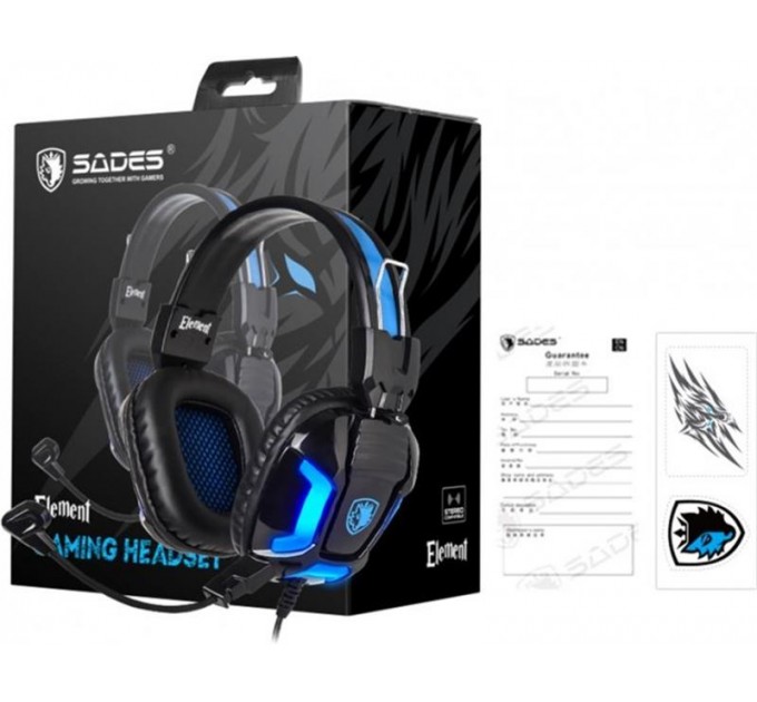 Sades Гарнитура Sades SA-702 Element Black/Blue (sa702bl)