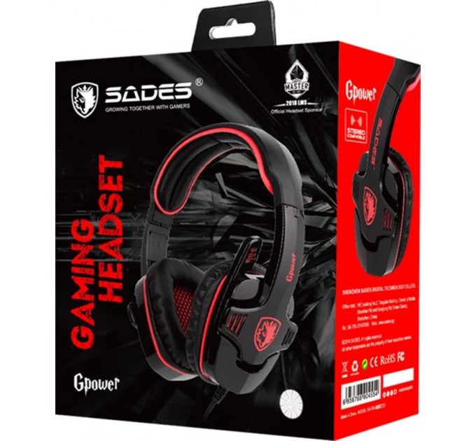 Sades Гарнитура Sades SA-708GT Black/Red (sa708brj)