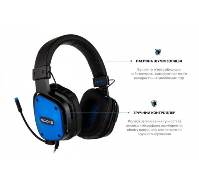 Sades Гарнитура Sades SA-722 Dpower Black/Blue (sa722blj)