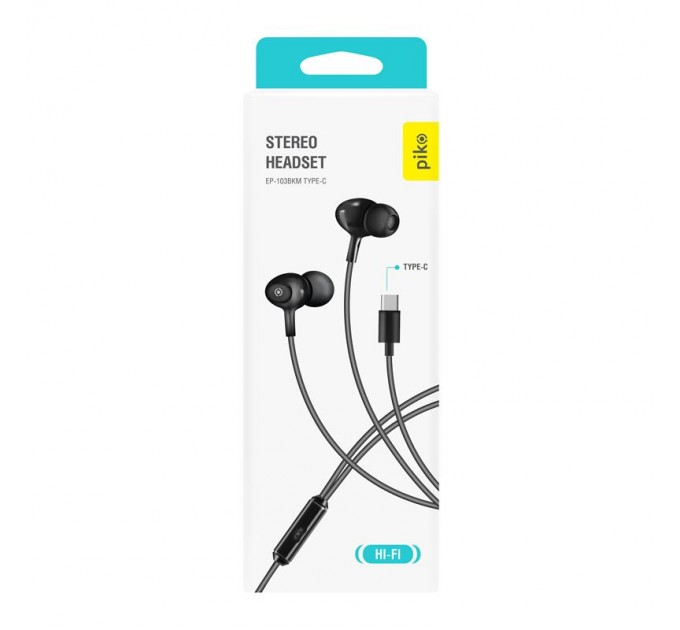 Piko Гарнитура Piko EP-103BKM Type-C Black (1283126590276)