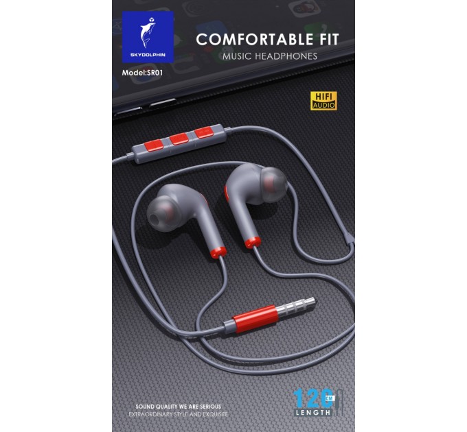 SkyDolphin Гарнитура SkyDolphin SR01 with mic Red (HF-000475)