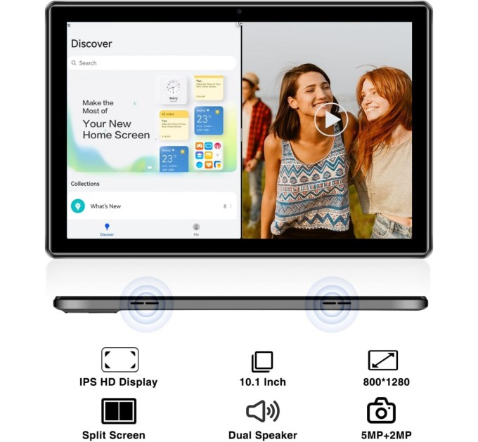 Doogee Планшет Doogee U9 3/64GB Gray; 10.1" (1280 х 800) IPS / Rockchip RK3562 / ОЗУ 3 ГБ / 64 ГБ встроенной + microSD до 1 ТБ / камера 5 Мп + 2 Мп / Wi-Fi, Bluetooth / Android 13.0 / 245.3 х 163.3 х 9.9 мм, 509 г / 5060 мАч / серый