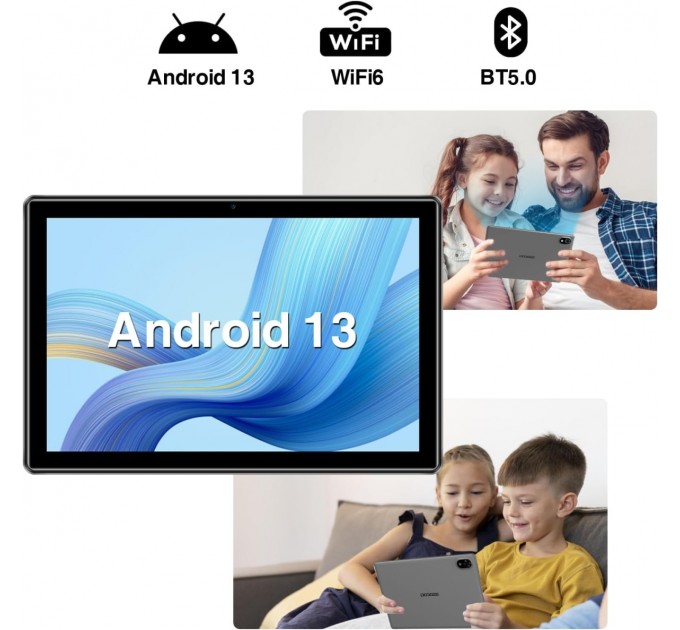 Doogee Планшет Doogee U9 3/64GB Gray; 10.1" (1280 х 800) IPS / Rockchip RK3562 / ОЗУ 3 ГБ / 64 ГБ встроенной + microSD до 1 ТБ / камера 5 Мп + 2 Мп / Wi-Fi, Bluetooth / Android 13.0 / 245.3 х 163.3 х 9.9 мм, 509 г / 5060 мАч / серый