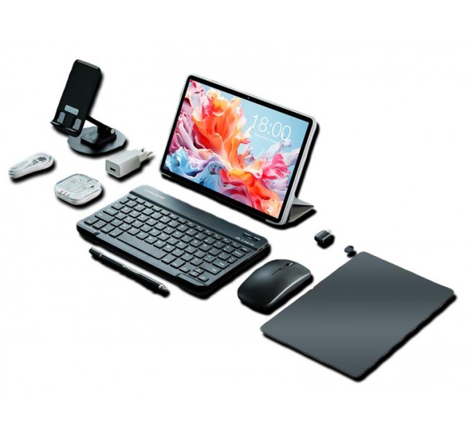 Teclast Планшет Teclast P30T 4/128GB Gray (TLA002/TL-112411) + комплект аксессуаров; 10.1" (1280x800) IPS / Allwinner A532 / ОЗУ 4 ГБ / 128 ГБ встроенной + microSD до 1 ТБ / камера 5 Мп + 2 Мп / Wi-Fi, Bluetooth / GPS / ОС Android 14.0 / 242.4 х 161.