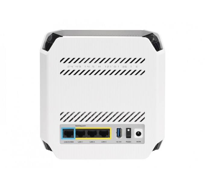 ASUS Wi-Fi Mesh система Asus ROG Rapture GT6 1pk White (90IG07F0-MU9A30) (WiFi6, AX10000, Broadcom, 1x2.5GE WAN, 3xGE LAN, 1xUSB 3.2, AiMesh, антенны: 9)