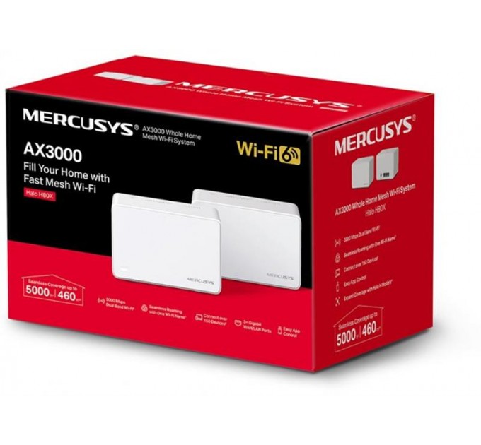 Mercusys WiFi Mesh система Mercusys Halo H80X 2-pack (AX3000, 3хGE WAN/LAN, Beamforming, MU-MIMO, OFDMA)