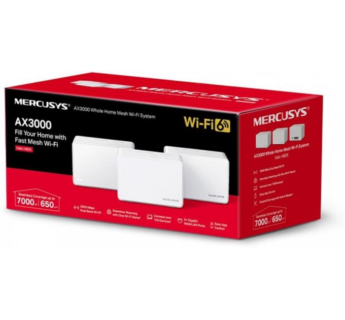 Mercusys WiFi Mesh система Mercusys Halo H80X 3-pack (AX3000, 3хGE WAN/LAN, Beamforming, MU-MIMO, OFDMA)