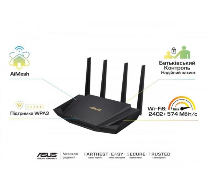 ASUS Бездротовий маршрутизатор Asus RT-AX58U V2 (90IG06Q0-MO3B00)