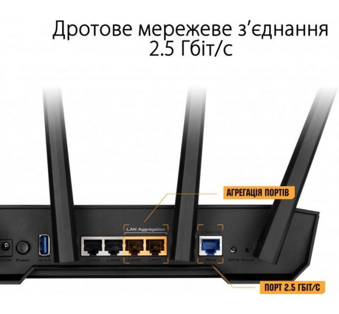 ASUS Бездротовий маршрутизатор Asus TUF Gaming AX3000 V2 (TUF-AX3000 V2) (90IG0790-MO3B00)