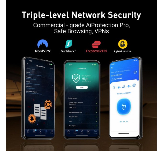 ASUS Бездротовий маршрутизатор Asus TUF Gaming BE6500 (TUF-BE6500) (90IG0920-MO9C00)