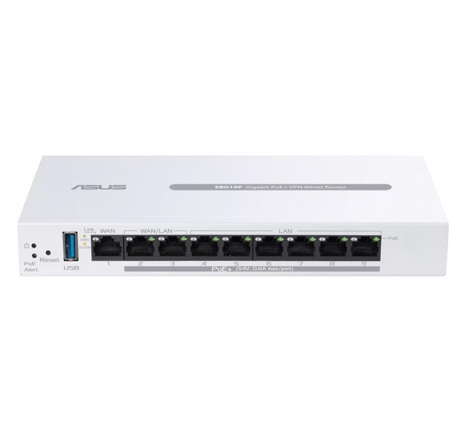 ASUS Маршрутизатор Asus ExpertWiFi EBG19P (90IG08C0-MO3B00) (1xGE WAN, 2xGE WAN/LAN PoE+, 6xGE LAN PoE+, Broadcom, 1xUSB 3.2, max PoE 110W, контроллер AiMesh, BT)
