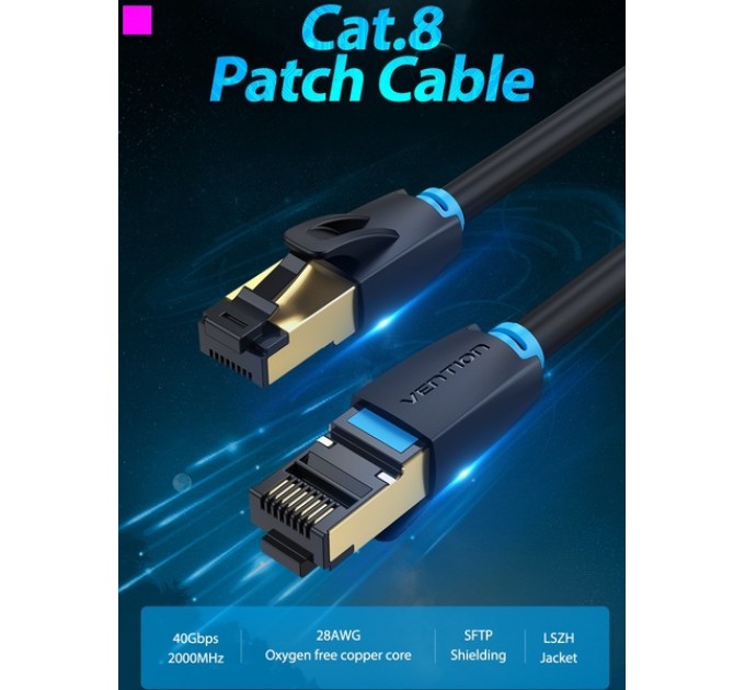 Vention Патч-корд Vention CAT 8 SFTP Ethernet, 0.5 m, Black (IKABD)