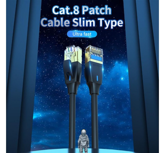 Vention Патч-корд Vention CAT 8 SFTP Ethernet Slim Type, 2 m, Black (IKIBH)