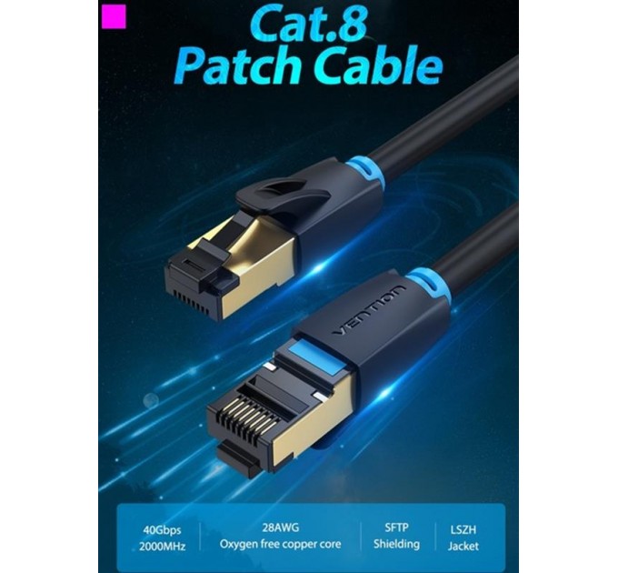Vention Патч-корд Vention CAT 8 SFTP Ethernet, 3 m, Black (IKABI)