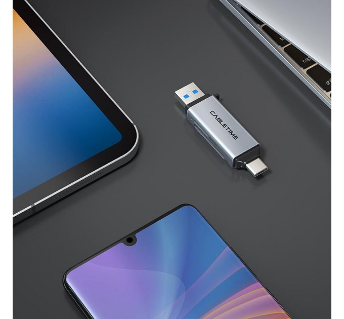 Cabletime Кардридер Cabletime USB3.0 A + USB TYPE C, SD/TF, 5Gbps (CB46G)