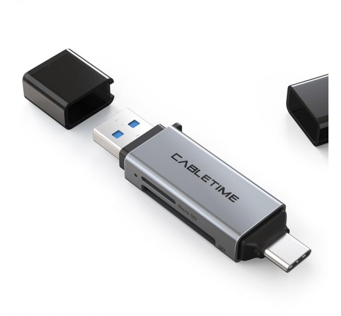 Cabletime Кардридер Cabletime USB3.0 A + USB TYPE C, SD/TF, 5Gbps (CB46G)