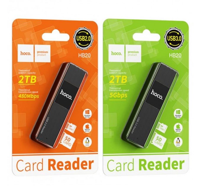 HOCO Кардридер USB2.0 Hoco HB20 Black (HB20U2)