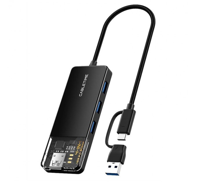 Cabletime Концентратор Cabletime USB C/A - 4 Port USB 3.0, 5Gbps, 0.15 m (CB05B)