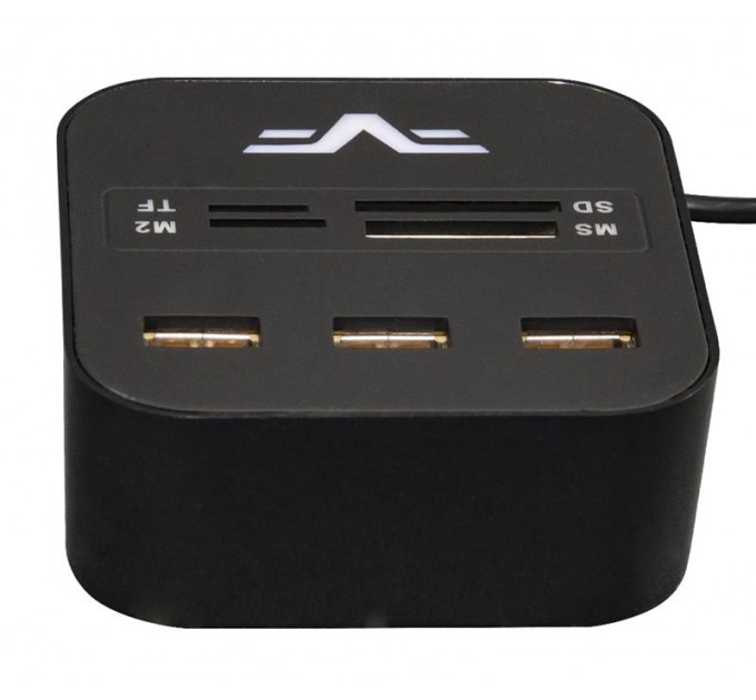 Frime Концентратор USB 2.0 Frime 3хUSB2.0, SD, MS, TF Black (FHC-AllinOne3p2B)