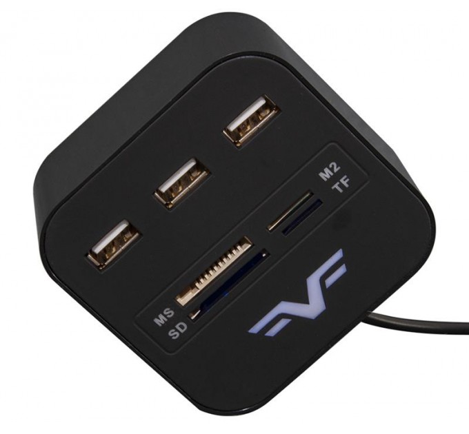 Frime Концентратор USB 2.0 Frime 3хUSB2.0, SD, MS, TF Black (FHC-AllinOne3p2B)