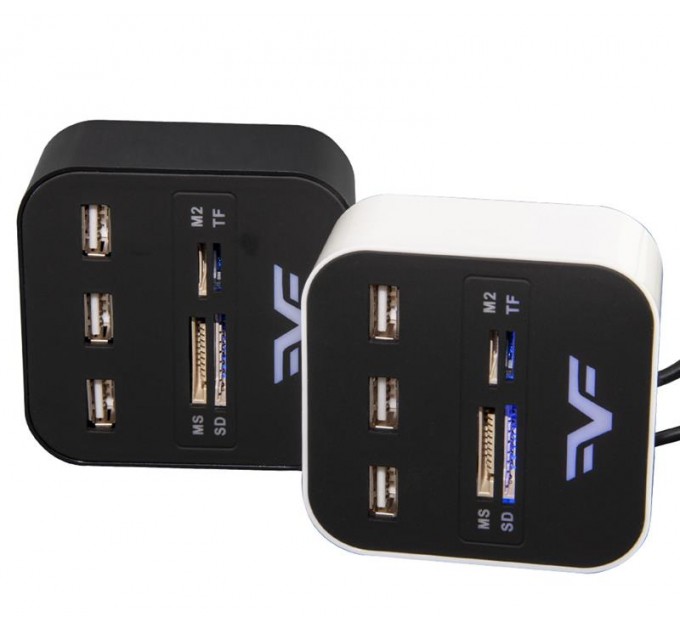 Frime Концентратор USB 2.0 Frime 3хUSB2.0, SD, MS, TF Black (FHC-AllinOne3p2B)