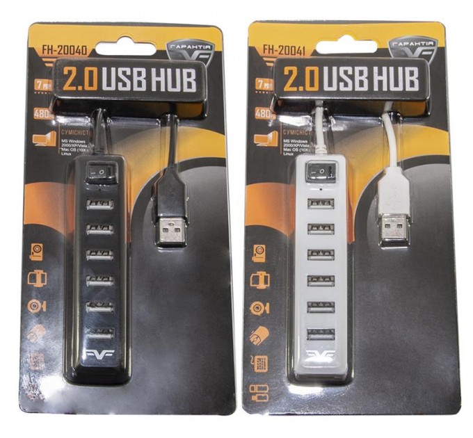 Frime Концентратор USB 2.0 Frime 7хUSB2.0 White (FH-20041)