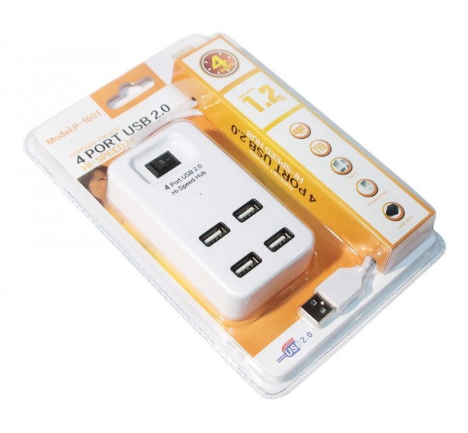 Voltronic Концентратор USB 2.0 Voltronic YT-HWS4-W/08646, 4хUSB2.0, White