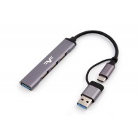 Концентратор USB 3.0 Frime 1хUSB3.0 3хUSB2.0 Silver (FH-20152)